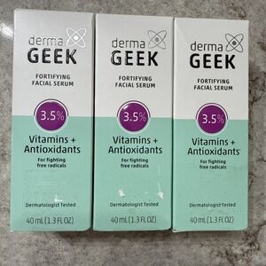 3 pack Derma Geek Fortifying Facial Serum 3.5% Vitamins + Antioxidants 1.3oz